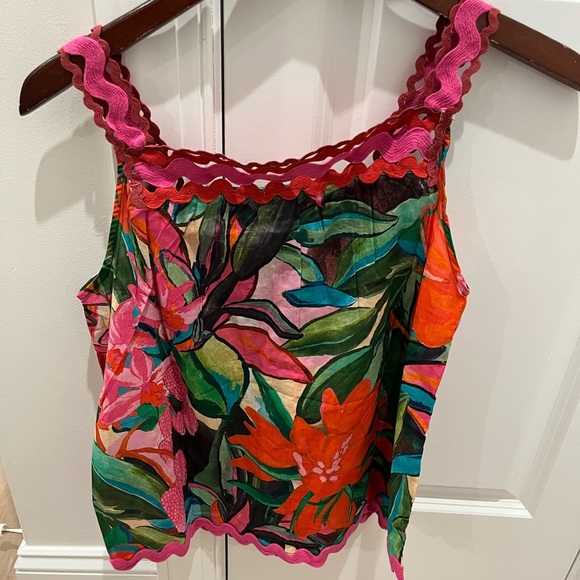 NWT FARM RIO Jardin De Reve Sleeveless Floral Tropical Blouse Top - Picture 8 of 9
